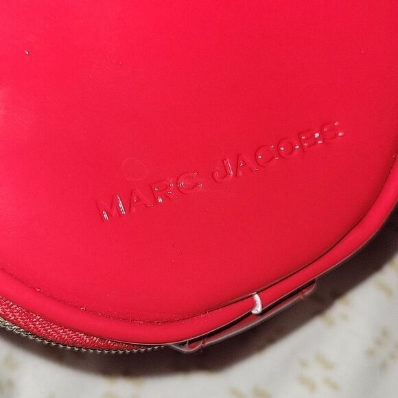 Marc Jacobs Red Gold Patent Mini Zipper Round Crossbody Bag Purse - Picture 4 of 6
